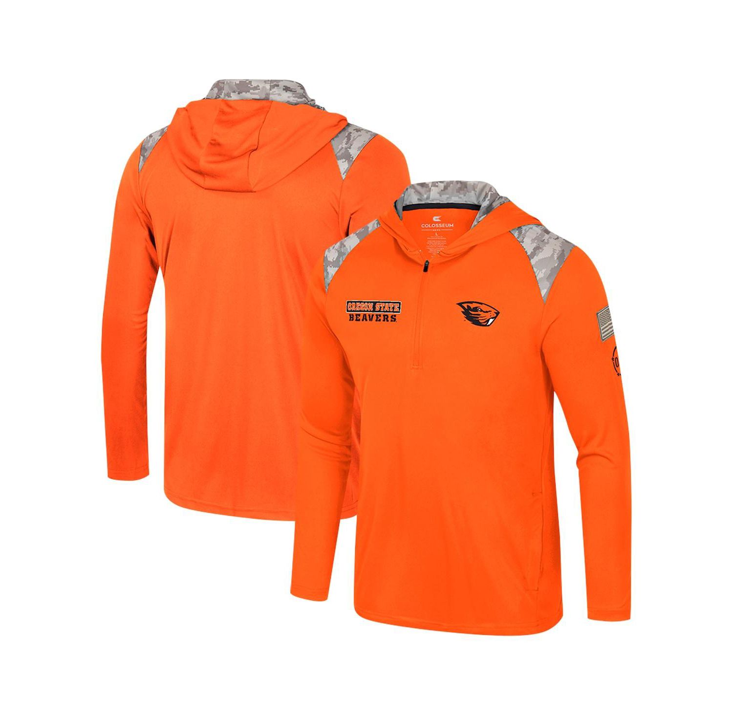 Men's Orange Oregon State Beavers OHT Military Appreciation Quarter-Zip Hoodie Jacket