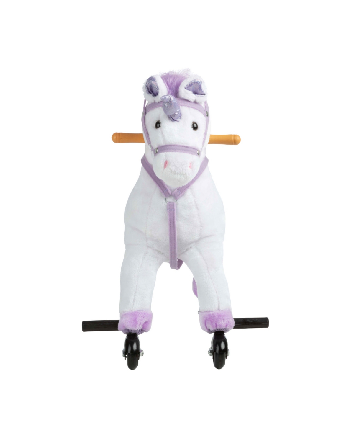 Trademark Global Happy Trails Ride On Horse Unicorn Plush Toy In White And Purple