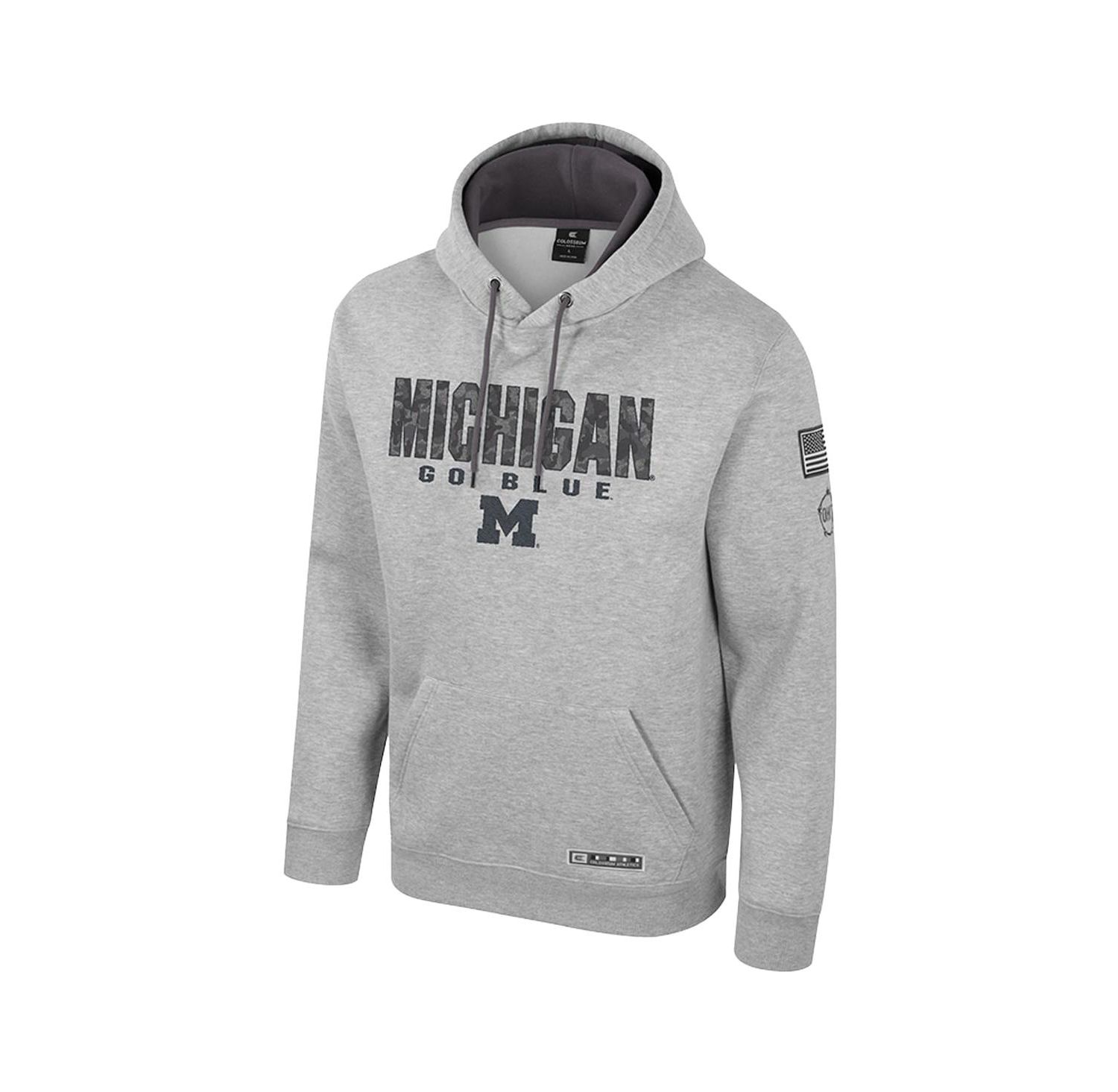 Men's Heather Gray Michigan Wolverines Oorah OHT Military Appreciation Pullover Hoodie