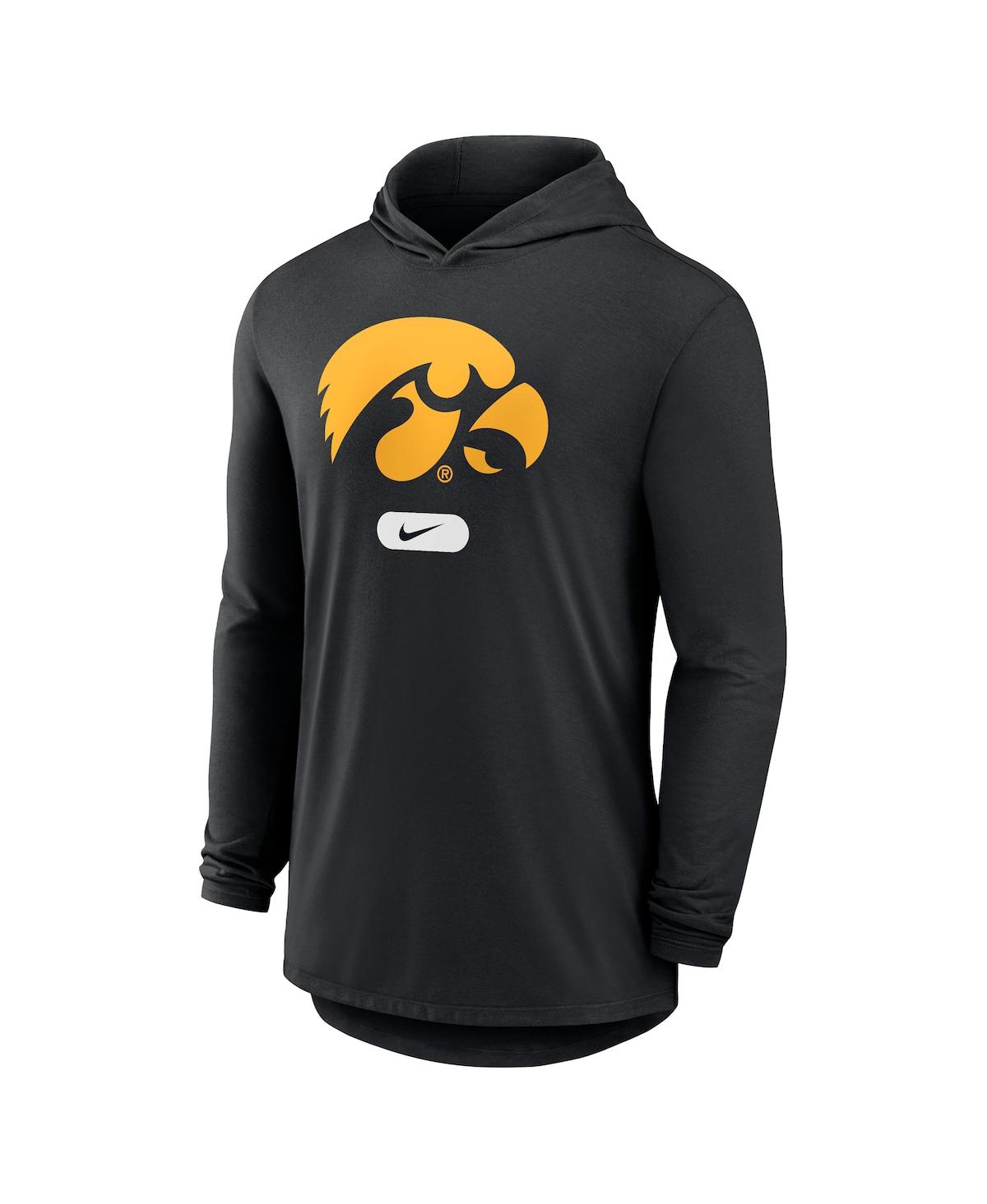 Nike Black Iowa Hawkeyes Lightweight Performance Long Sleeve Hoodie T-shirt In Black