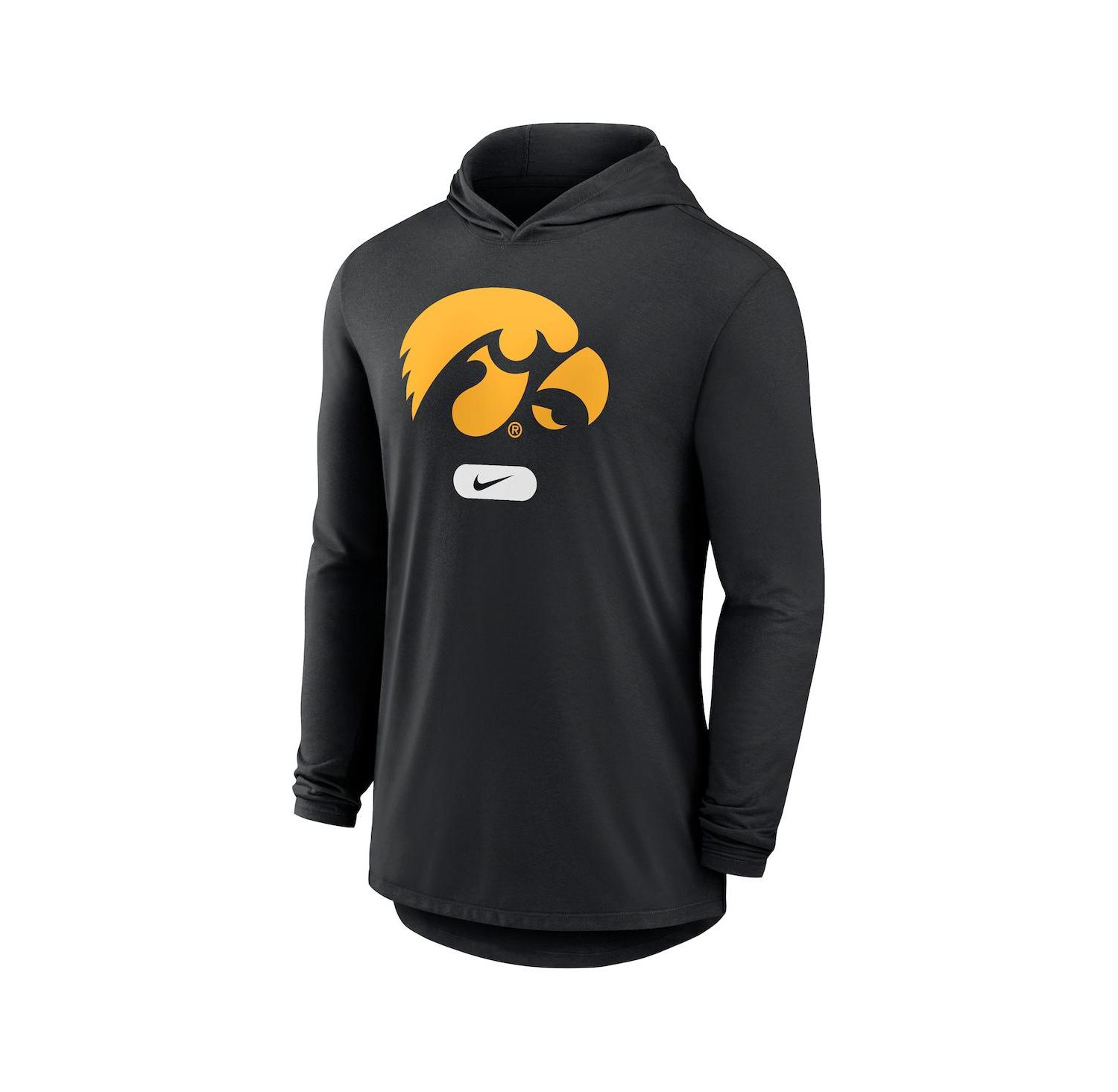 Men's Black Iowa Hawkeyes Lightweight Performance Long Sleeve Hoodie T-Shirt