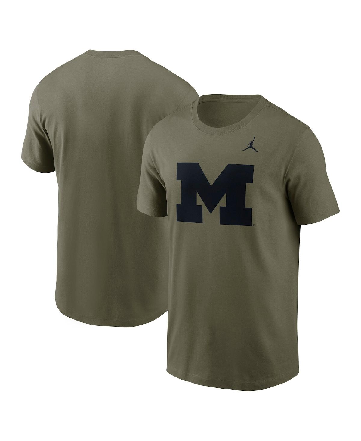 Jordan Men's Olive Michigan Wolverines 2024 Military Appreciation Tonal Logo Performance T-shirt In Olive