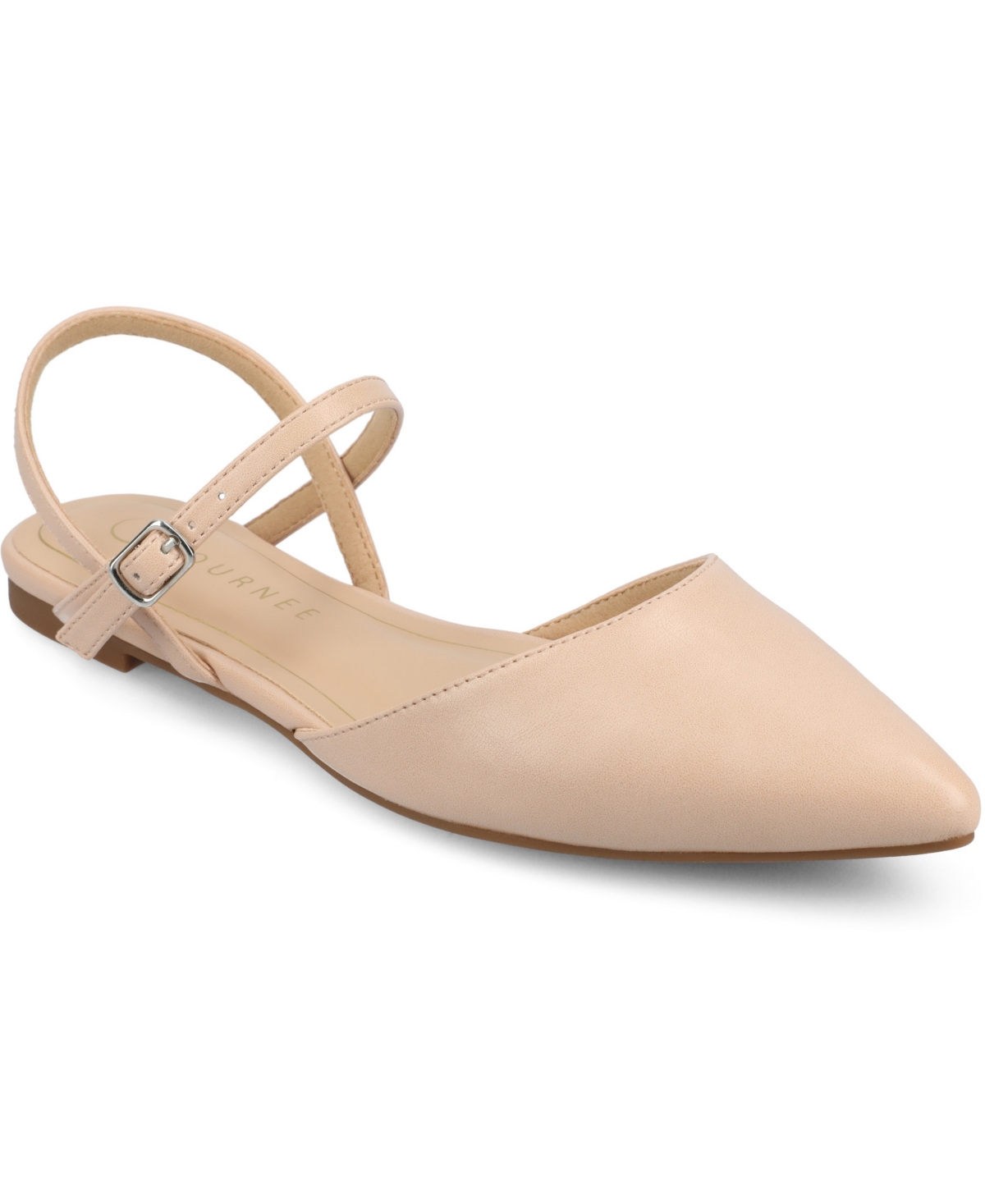 Shop Journee Collection Women's Martine Strappy Pointed Toe Flats In Blush
