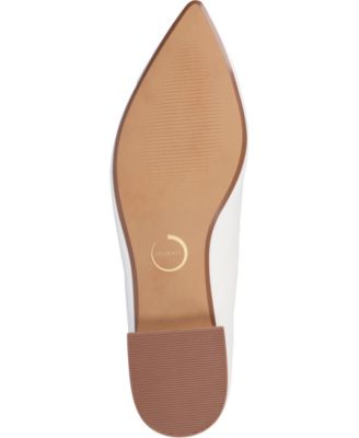 Journee Womens Carmin Medium and Wide Width Slip On Low Block Heel Pointed Toe Dress Flats