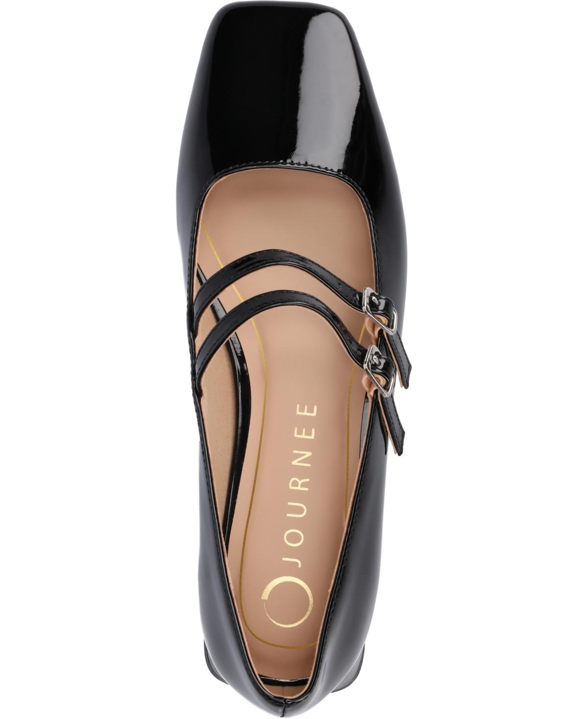 Shop Journee Collection Women's Gredah Square Toe Double Strap Mary Jane Flats In Black Patent