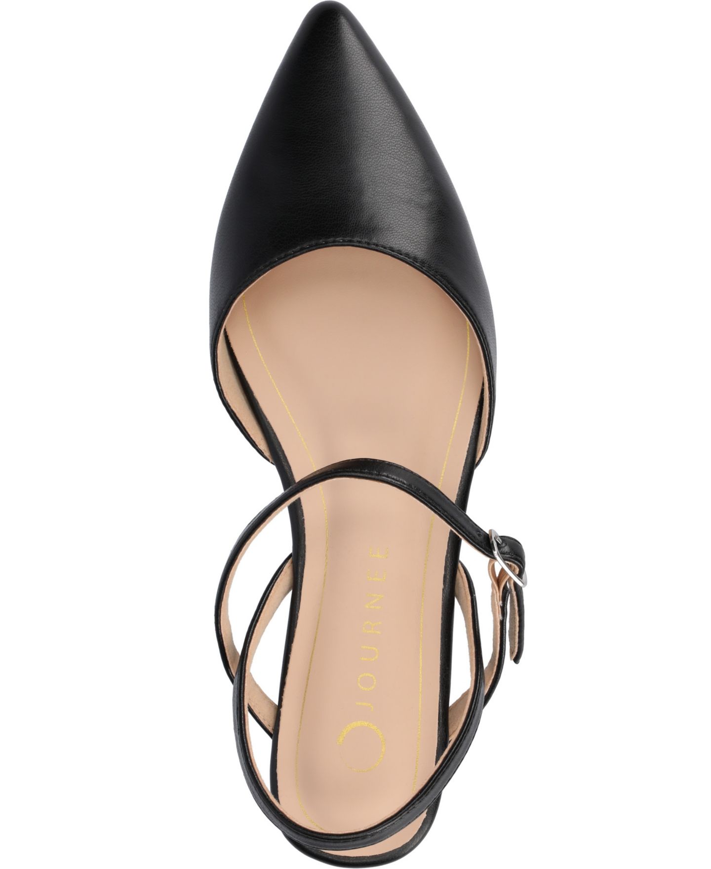 Женские балетки Journee Collection Martine Strappy Pointed Toe Flats, цвет: Чёрный — фото 4