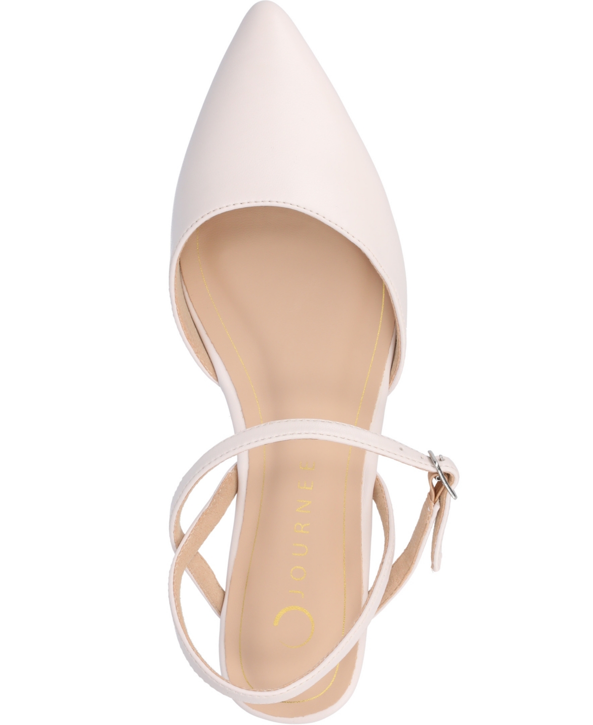 Shop Journee Collection Women's Martine Strappy Pointed Toe Flats In Bone