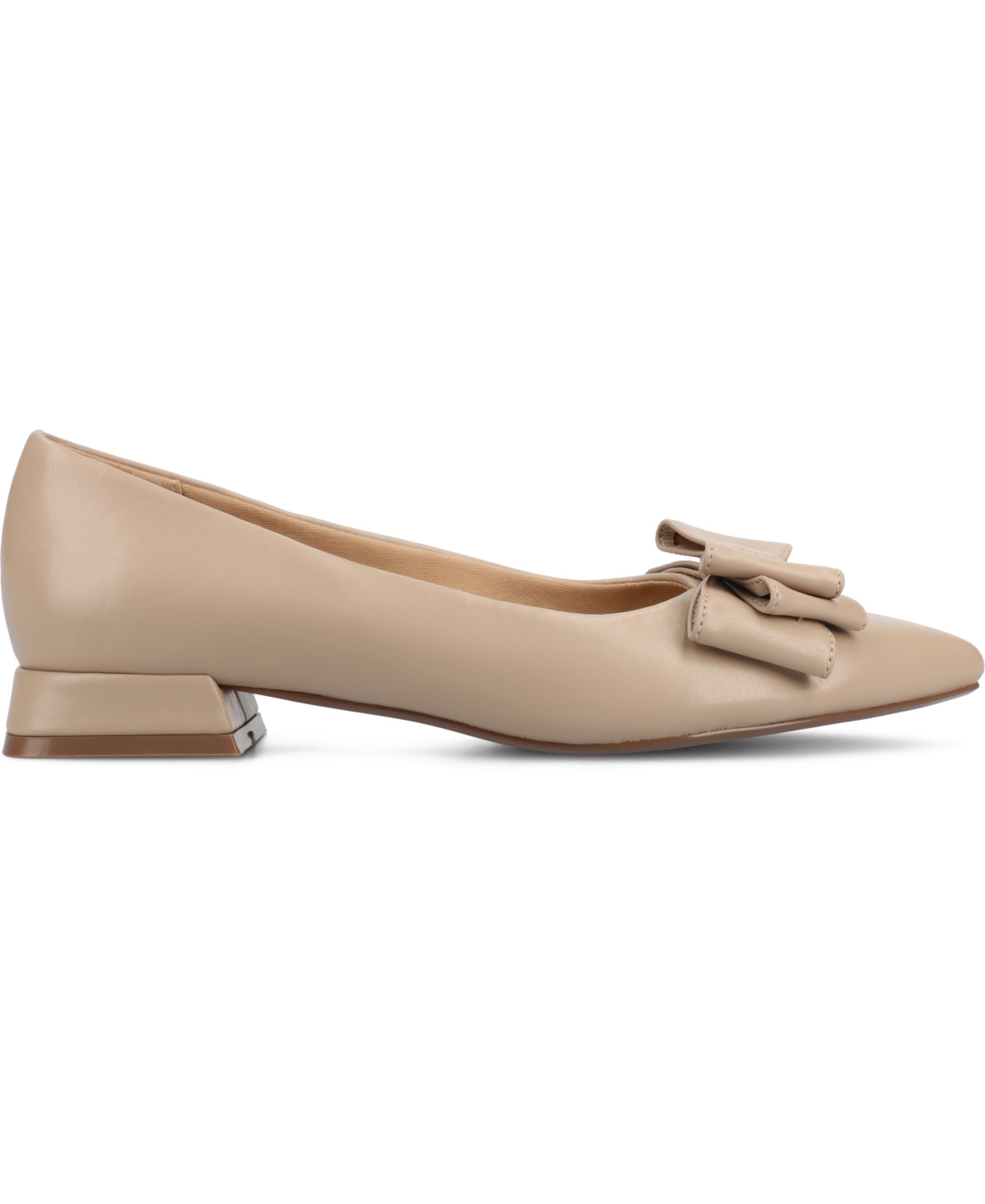 JOURNEE COLLECTION WOMEN'S OPHELIA BOW LOW BLOCK HEEL DRESS FLATS 