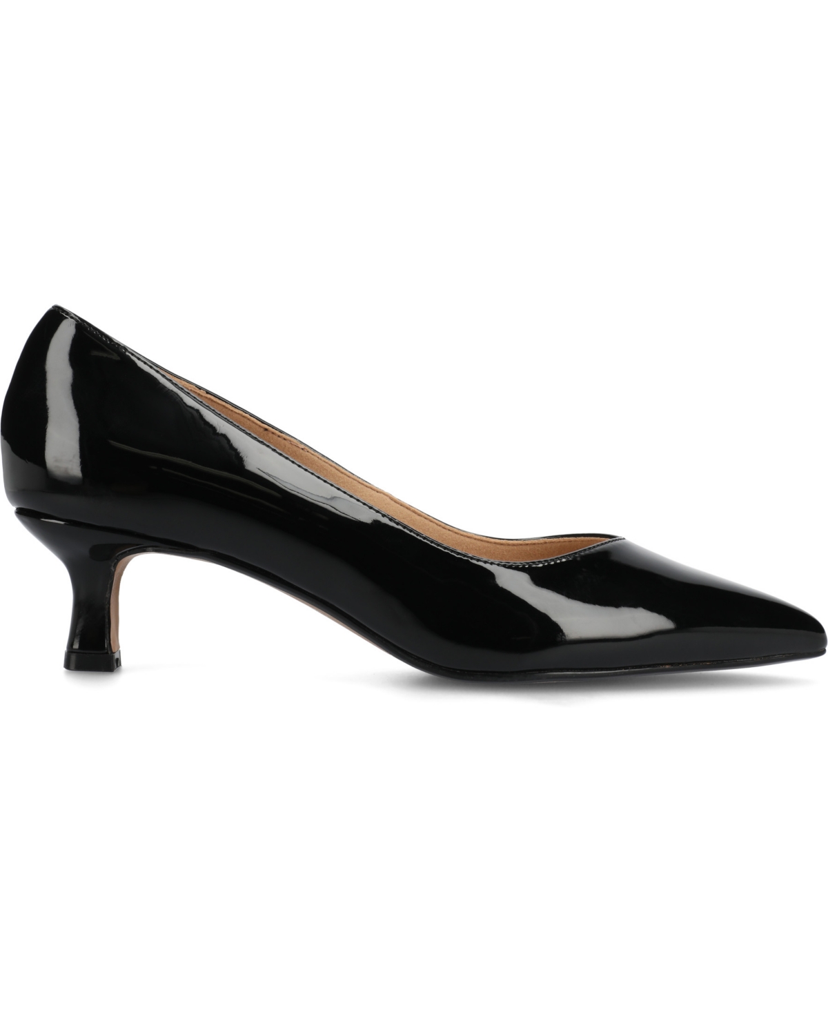 Shop Journee Collection Women's Pammie Pointed Toe Kitten Heel Dress Pumps In Black Patent