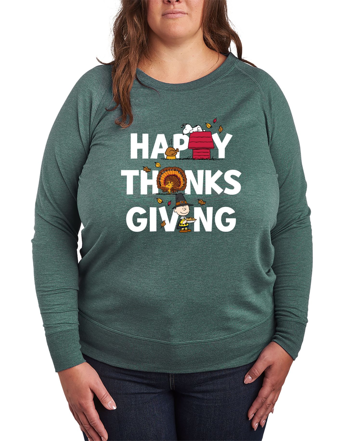 Plus Size Peanuts Happy Thanksgiving Graphic Pullover Top