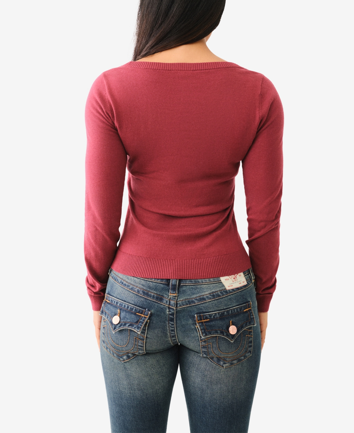 TRUE RELIGION WOMEN'S ARCH LOGO SCOOP NECK TOP 