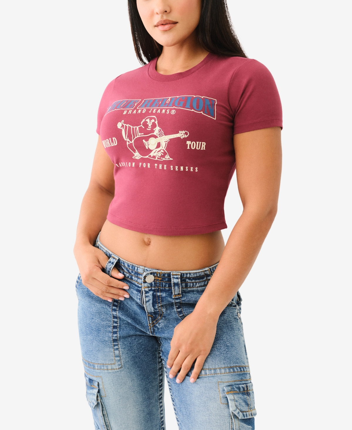 Shop True Religion Women's Baby Crew Neck T-shirt In Cordovan