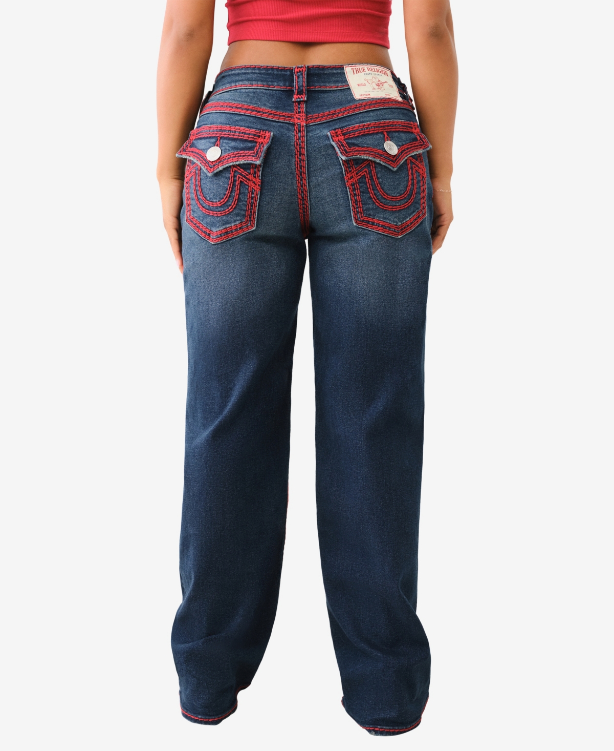 TRUE RELIGION WOMEN'S BOBBI SUPER Q BAGGY FLAP JEANS 
