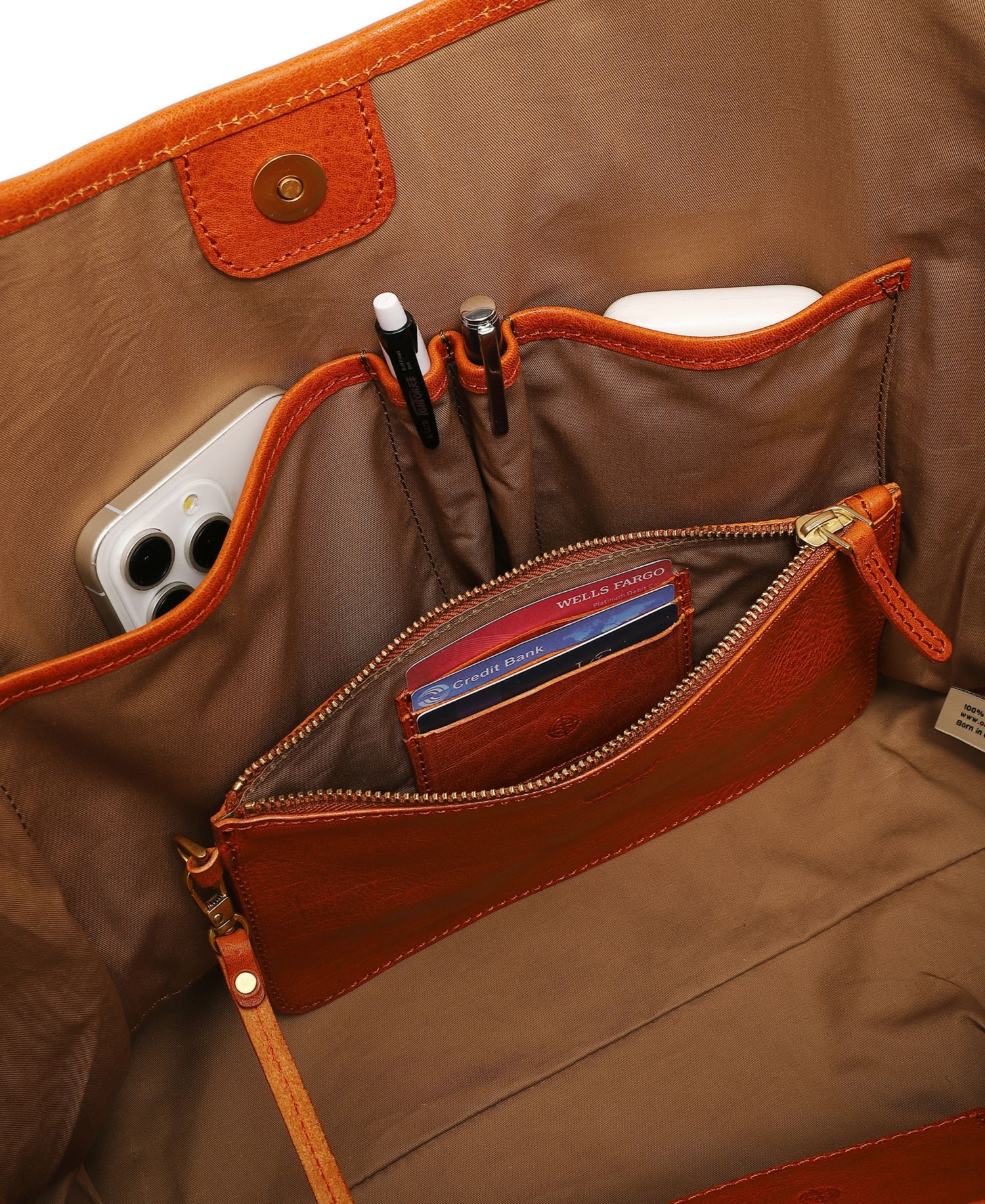 Iris Large Leather Carryall Tote Handbag