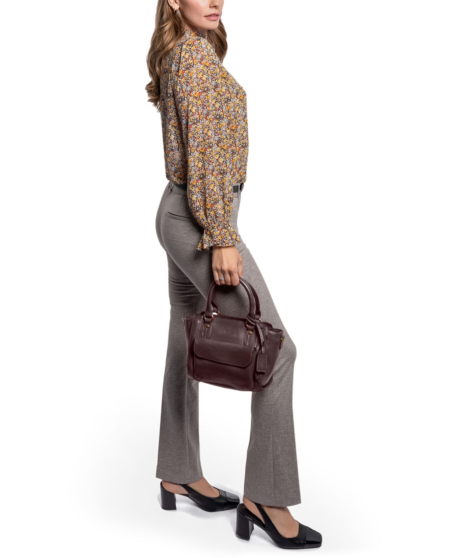 Pansy Small Leather Satchel Bag