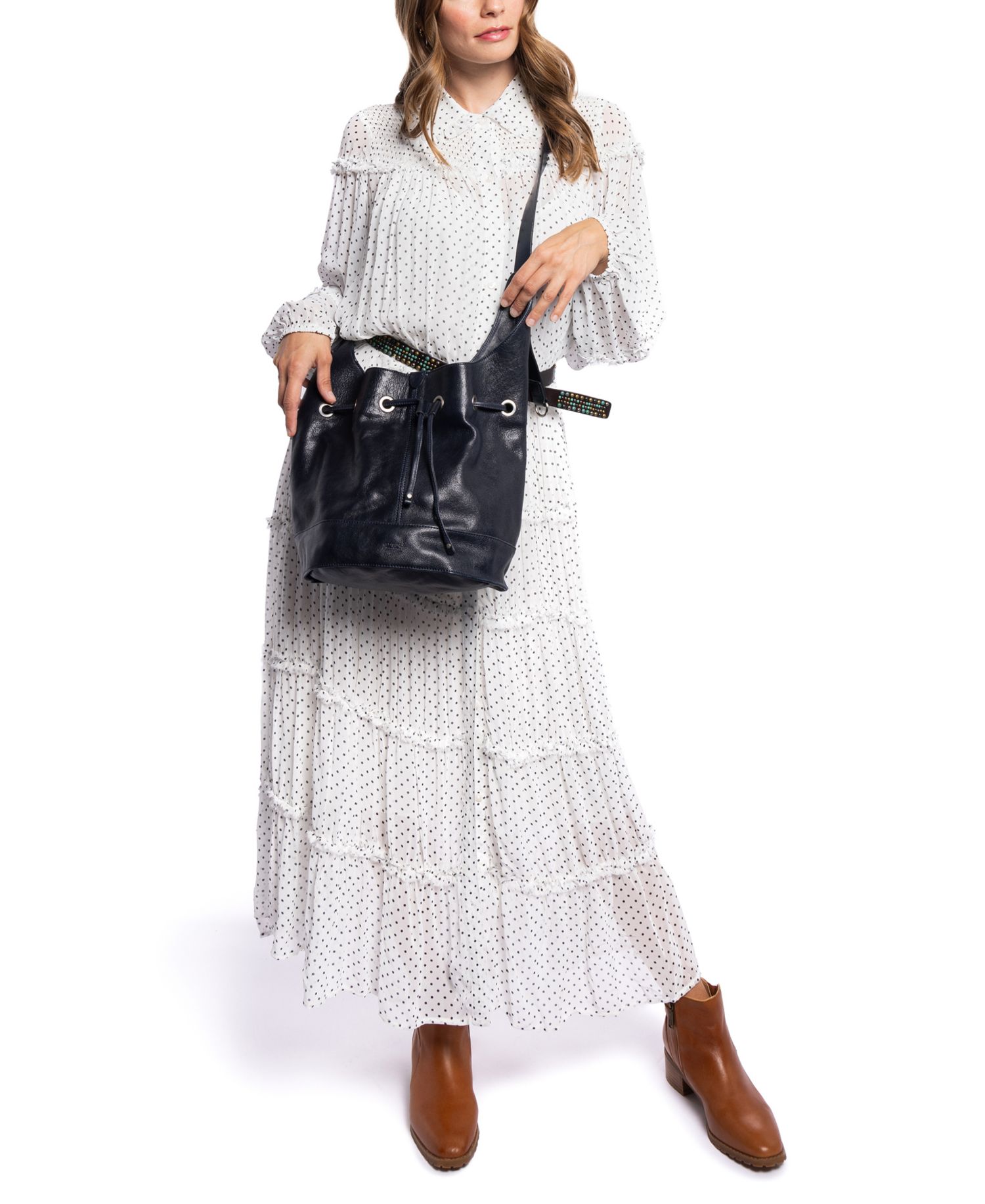 Lily Large Leather Shoulder Bucket Bag