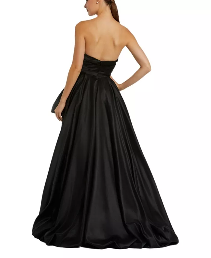 Women's Strapless Ruched High Low Gown - thumbnail 8