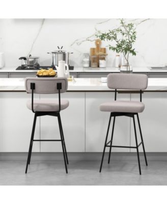 25 Inch Counter Height Upholstered Swivel Bar Stool Set of 2