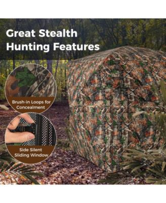 82 Inch Tall Hunting Blind 270° One Way See Through Ground Tent for 3-4 People
