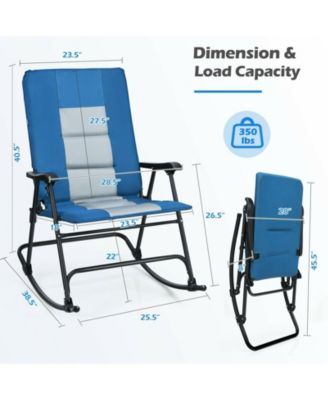 Foldable Rocking Padded Portable Camping Chair with Backrest and Armrest
