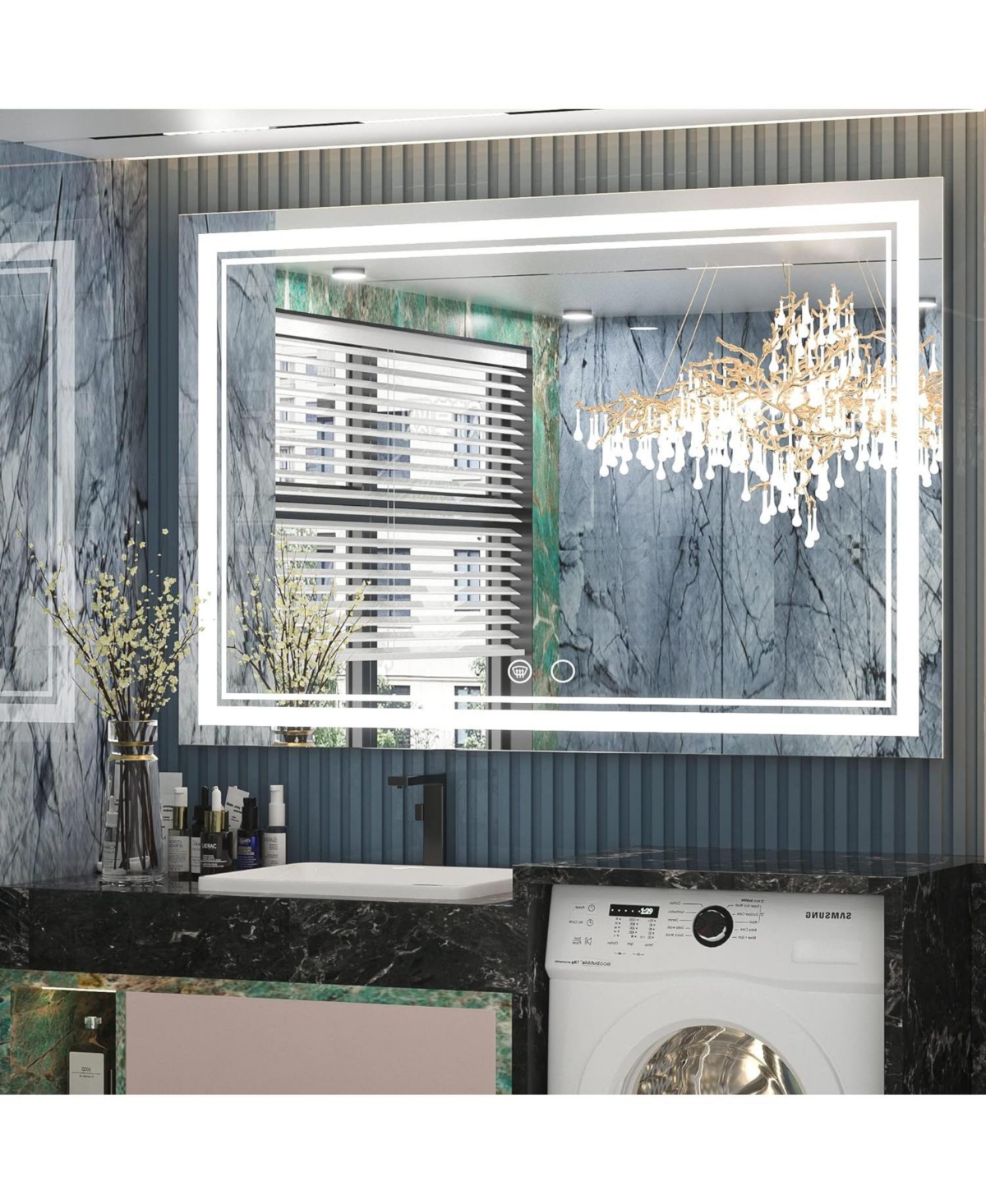 Frameless Led 3 Color Dimmable Lighting Bathroom Vanity Mirror, Memory Function, Anti-fog