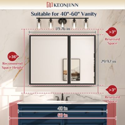 40'' W 30'' H Framed Medicine Cabinet with Mirror and 3 Adjustable Shelves