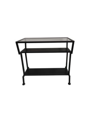 - Dosamantes Side End Table with Storage Shelves, Black
