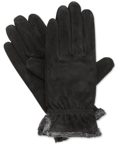 Isotoner Women's Suede Gloves with Gathered Wrist