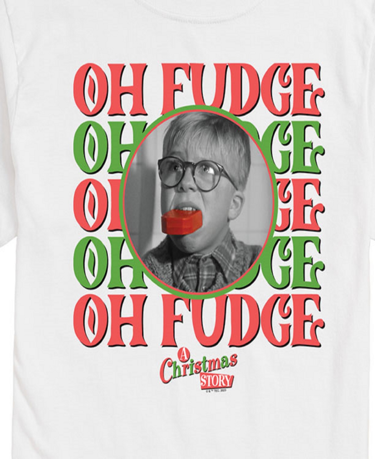 Airwaves Men's A Christmas Story Oh Fudge Short Sleeve Tee In White