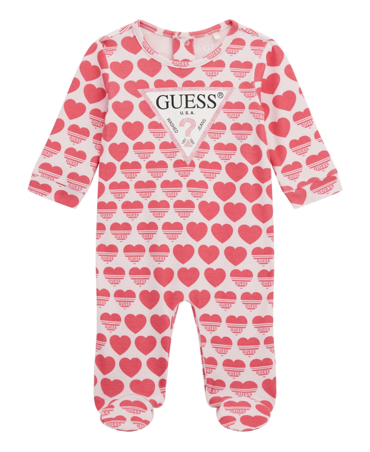 Guess Baby Girl Printed Long Sleeve Coverall In Multi
