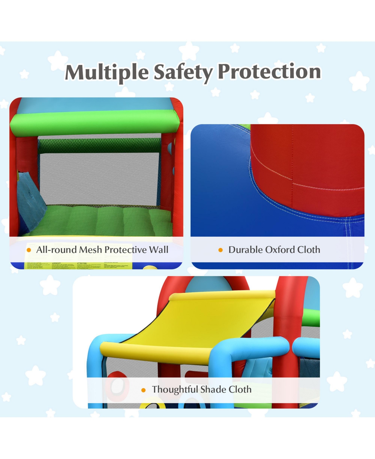 Gymax Kids Inflatable Bounce House Bouncer Castle w/ Double Slides Without Blower