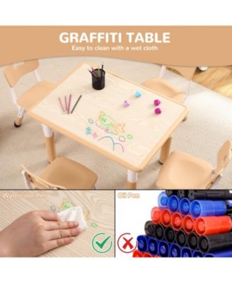 5-Pc HDPE Adjustable Graffiti Desktop Kids Activity Table Set