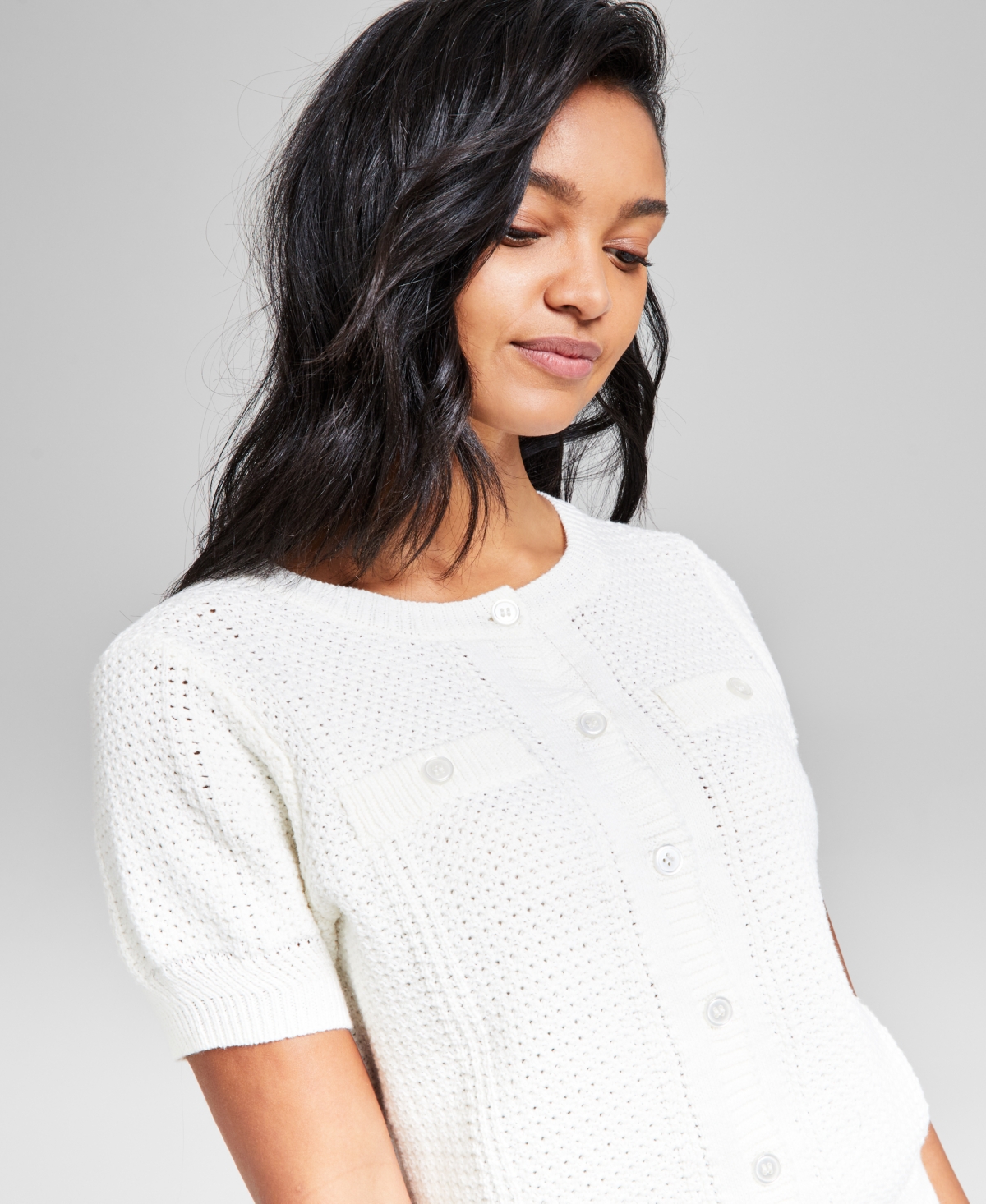 And Now This Women's Textured Button-front Cardigan, Exclusively At Macy's In Calla Lily