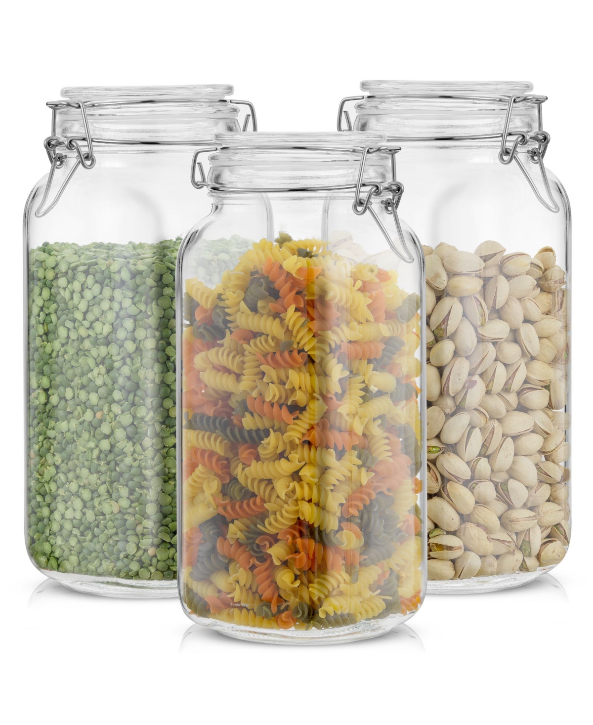JOYJOLT AIRTIGHT SET OF 3 GLASS JARS STORAGE CANISTER 