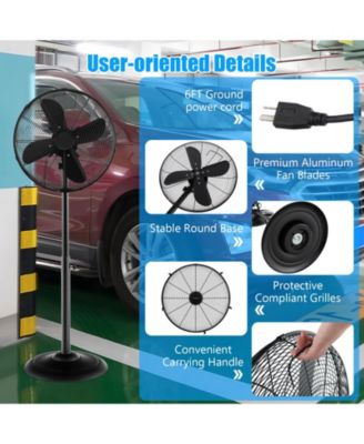 16 Inch Pedestal Standing Fan Oscillating Pedestal Fan with 3 Speeds and Adjustable Height