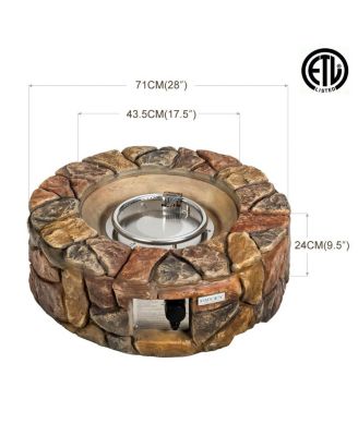 28 Inch Propane Gas Fire Pit Outdoor 40 000 BTU Stone