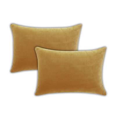 Stella Plush Velvet Lumbar Throw Pillow Covers, 14"x 20", Set of 2