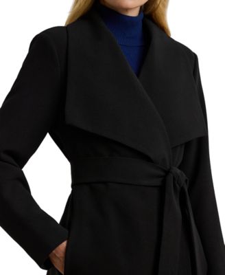Women's Crepe Belted Wrap Coat