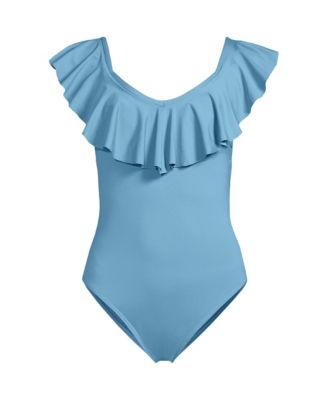 Women's Ruffle V-neck High Leg One Piece Swimsuit