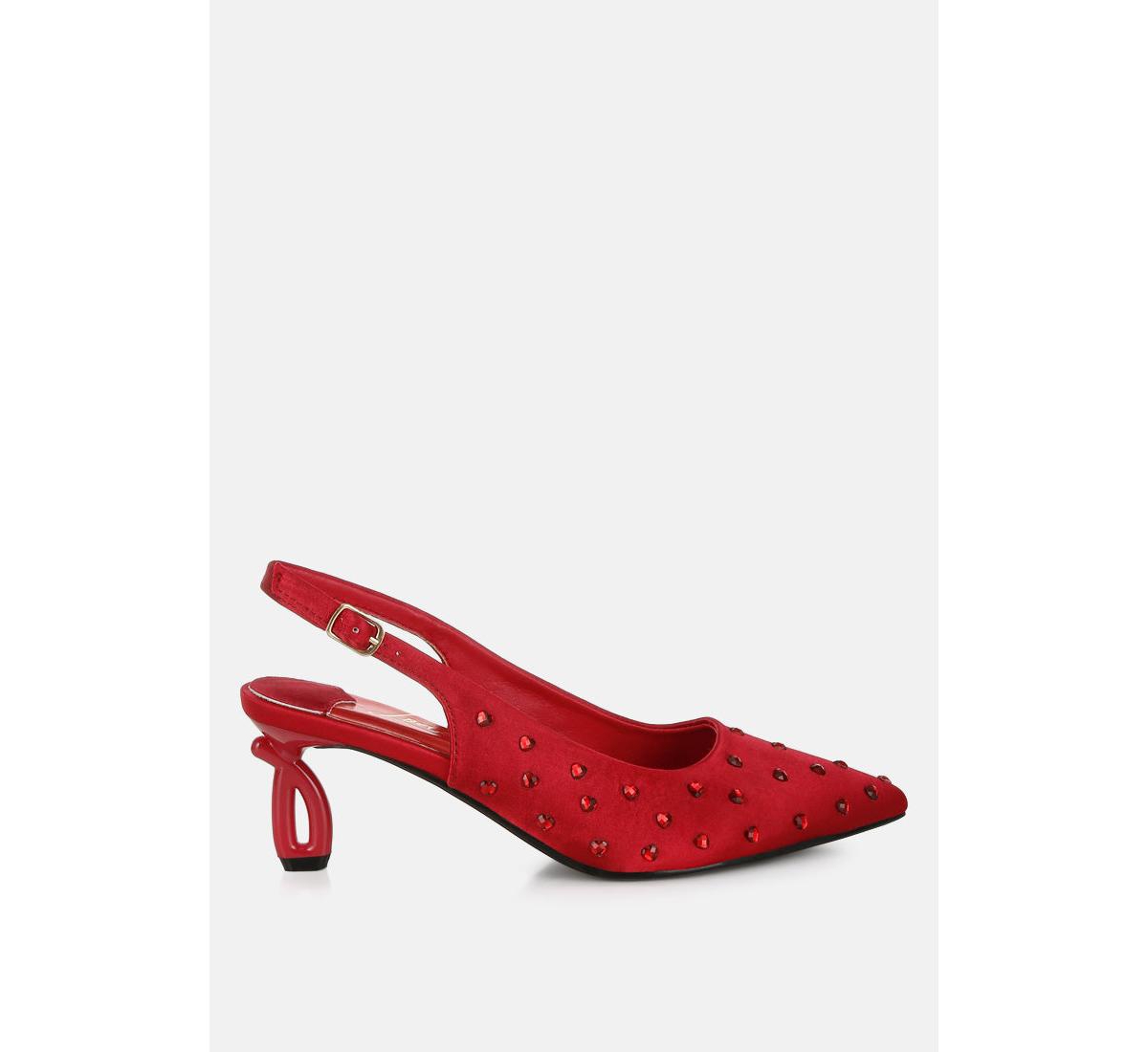 London Rag Dasavla Heart-Shaped Rhinestone Studded Slingbacks