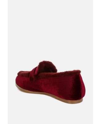 Bastian Fur Detail Velvet Loafers