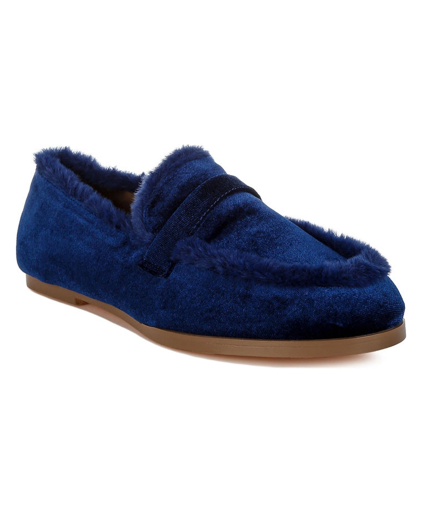 Женские туфли Rag & Co Bastian Fur Detail Velvet, цвет: Тёмный синий — фото 3
