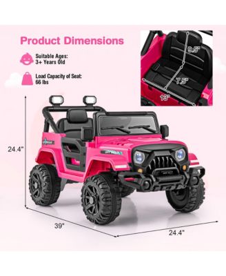 12V Kids Ride on Truck Car w/Remote Control Threaded Wheels 3 Speeds LED Lights