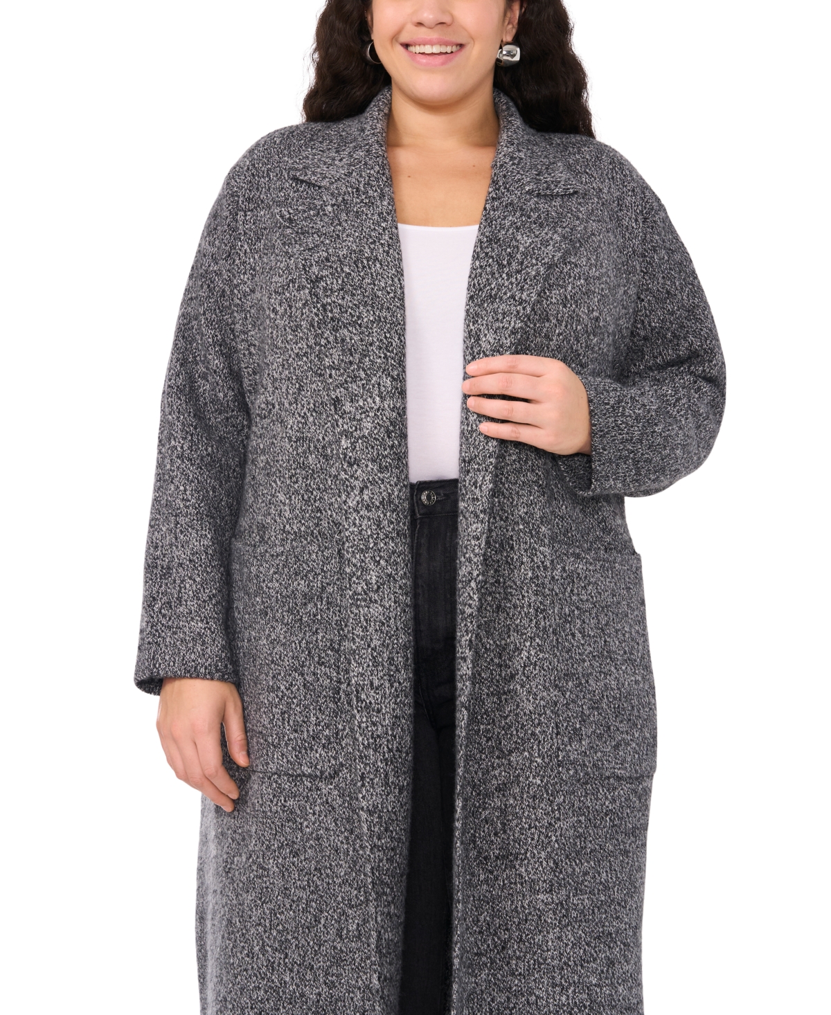 Vince Camuto Plus Size Notch-Collar Belted Cardigan, Exclusively at Macy's