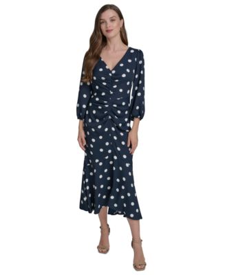 SPEECHLESS Women's Wrap Front Balloon Sleeve Dress - Swiss Dot Fabric
