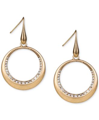 Patricia Nash - Gold-Tone Crystal Pav&eacute; Open Circle Drop Earrings