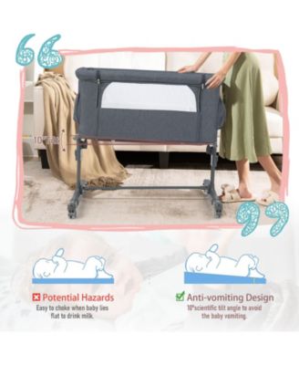 Portable Baby Bedside Bassinet with 5-level Adjustable Heights and Travel Bag