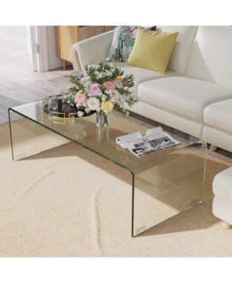 42 x 19.7 Inch Tempered Glass Table with Rounded Edges
