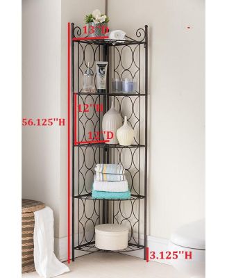 Brushed Copper Metal 5 Tier Shelf Corner Rack Unit