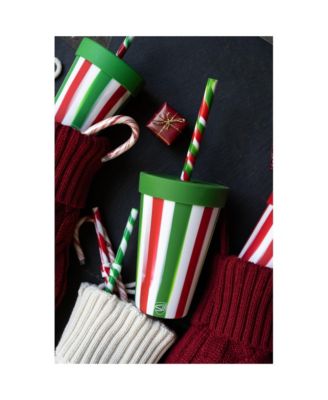 Straw Tumbler 16 oz: 4 pk - Peppermint, Poinsettia, Classic Red, Classic Green